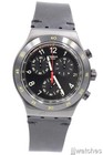 New Swiss Swatch Core VIDI Black Leather Chrono Men Watch 43mm YVB410 $210