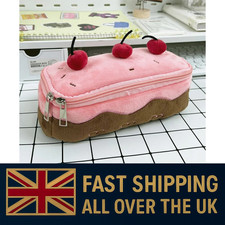 Cute Plush Cherry Cake Pencil Case Kawaii Pencil Pouch Girls Kids Gift UK