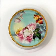 Superb Coronet Limoges France Duval Hand Painted Reflecting Water & Roses Gilt