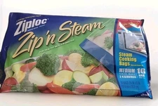 New Sealed Ziploc Zip'N Steam Medium Cooking Bag 3 Packs of 10
