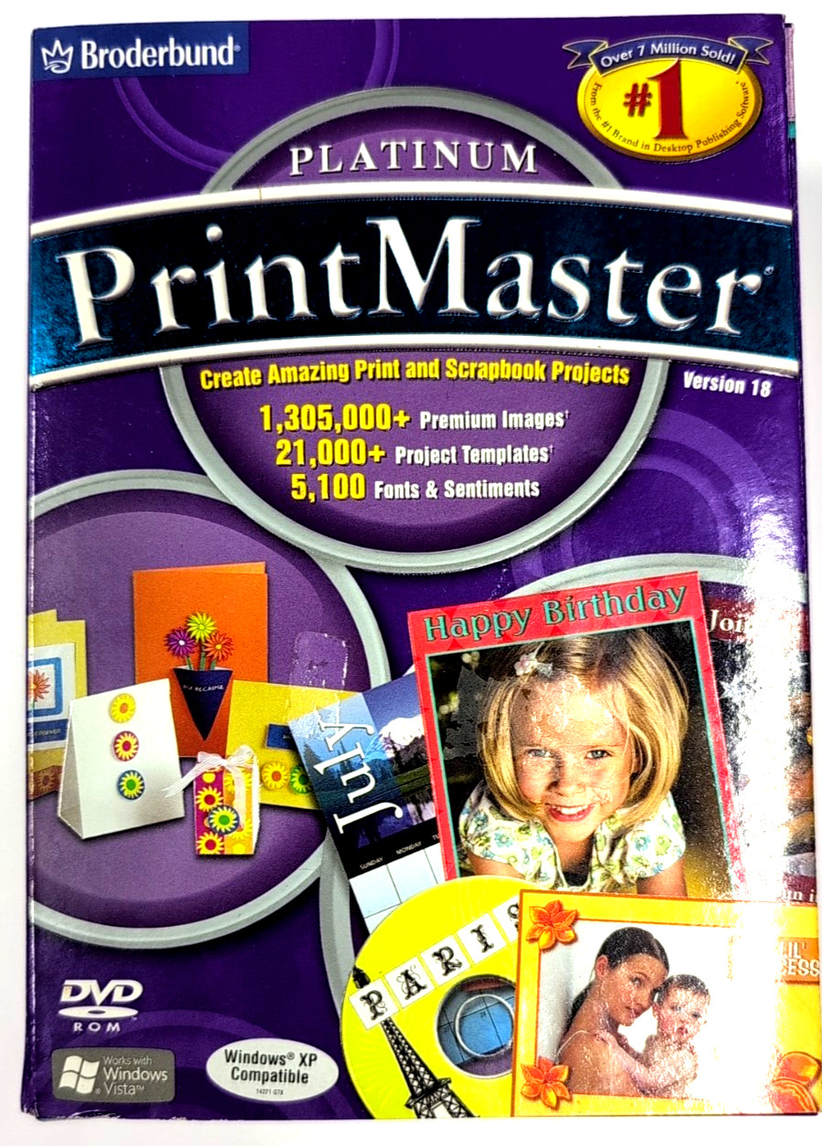 Encore Printmaster Platinum 18 V18 DVD New Sealed Scrapbook Greeting Cards Signs