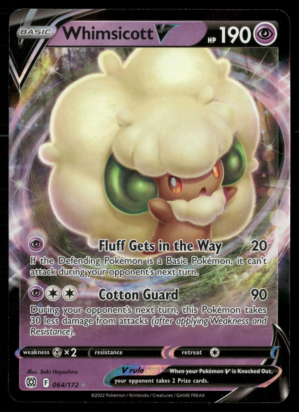 Whimsicott V 064/172 Holo V Rare Brilliant Stars Pokemon NM