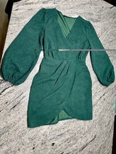 Green Long Sleeve Knee Length Dress