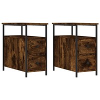 Nachttische2Er Set RäUchereiche 30X60X60 Cm Holz Nachtschrank