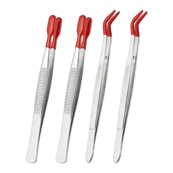 Handwerks-Pinzetten Mit Gummispitzen, 4 StüCk Pvc-Beschichtete Pinzetten-Set #3-image