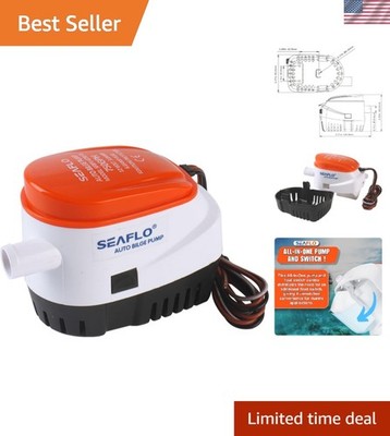 Marine-Grade 750 GPH Bilge Pump   Automatic 12V DC Pump for Easy Installation
