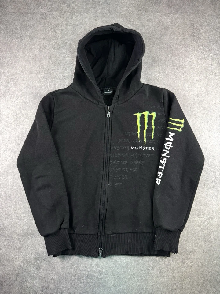 Fox Monster sweat à capuche zippé molleton coton noir/vert homme taille S - Photo 1/4
