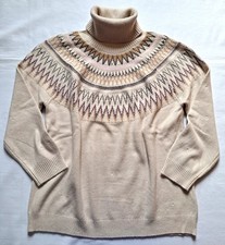 Gina Benotti  Rollkragen Pullover Norwegermuster 46 beige mit Perlen neu