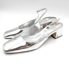 Sam Edelman Terra Slingback Block Heel Pump Women's Silver Size US11 EU41.5