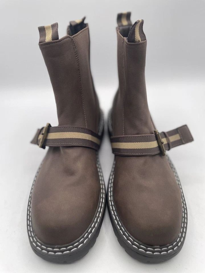 Bota Chelsea Journee Collection Rilie para mujer talla 7,5 correa de cuero marrón Foto 2 de 4