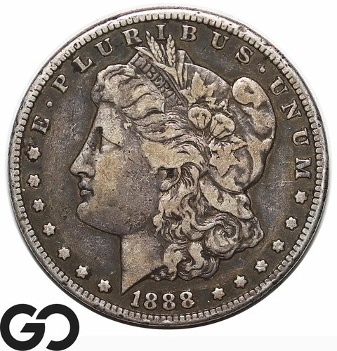 1888-S Morgan Silver Dollar Coin, VF Better Date