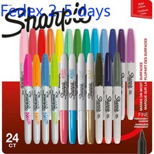 Sharpie Permanent Markers, Fine Point, Assorted Colors, 24 Count