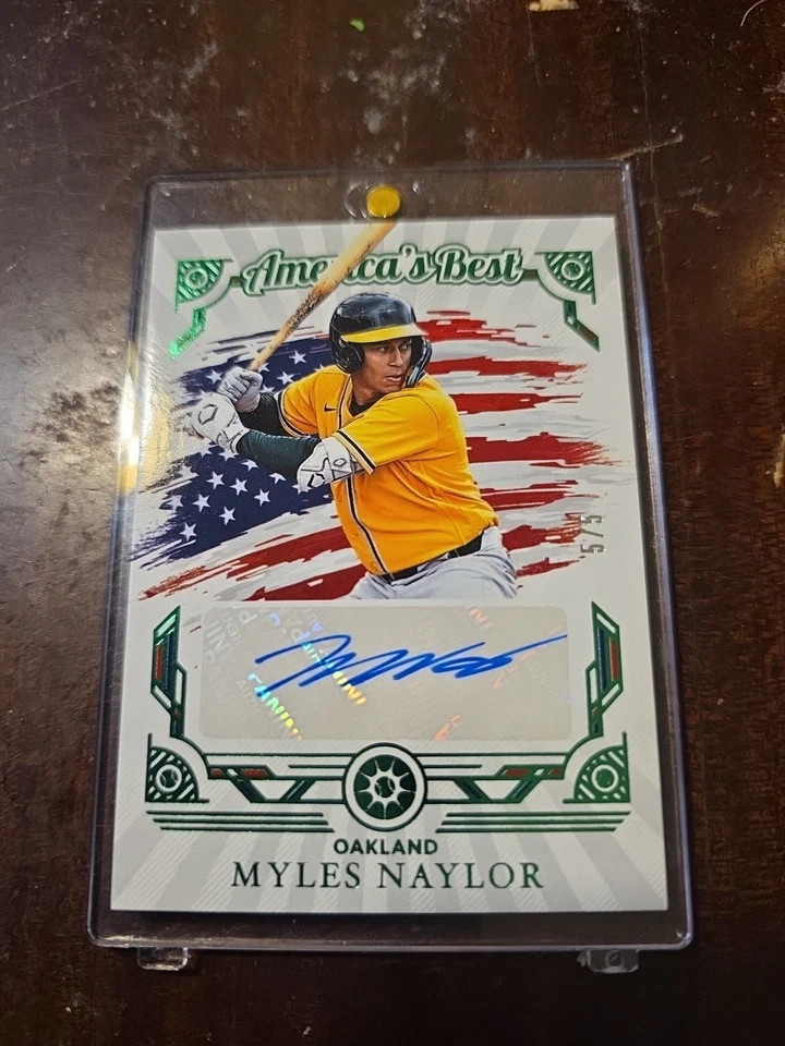Myles Naylor Auto /5 Green SSP Athletics (RC)  2025 Panini Boys Of Summer A's ** - Image 2 of 4