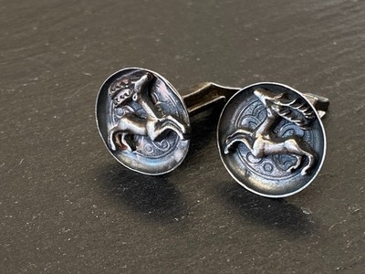 PAAR VINTAGE MANSCHETTENKNÖPFE AUS STERLING SILBER 925 HIRSCHE