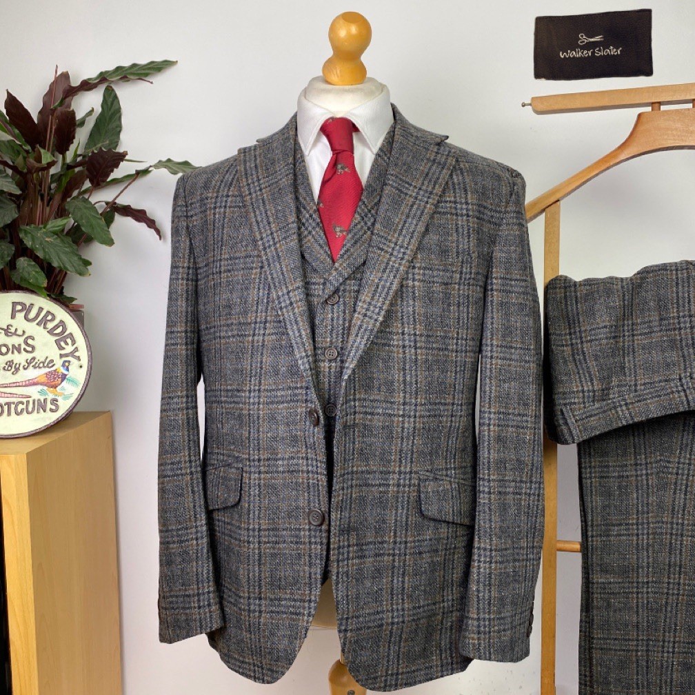 Walker Slater (40/42S) Tweed POW Glen Check Piece Suit Scottish