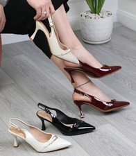 Women  s Slingback Kitten Heels Pointed Toe Dress Pumps Shoes