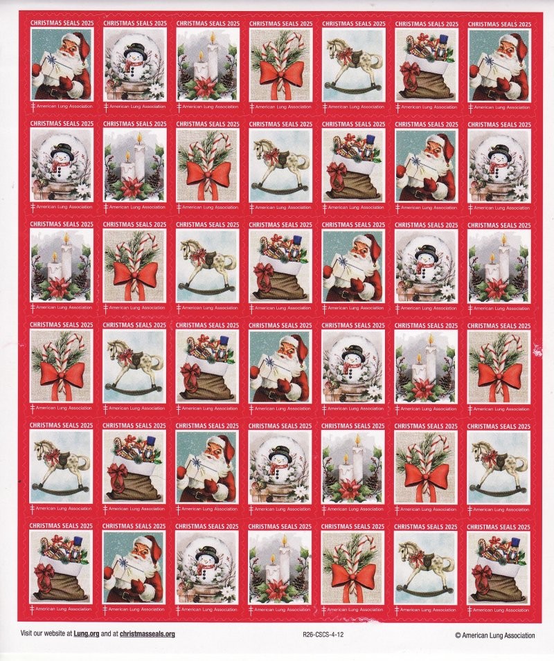 2025 ALA Test Design U.S. Christmas Seals Sheet Collection