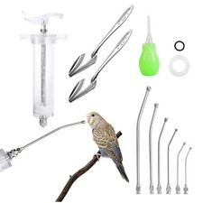 FULAIERGD 50ML Baby Bird Feeding Syringe Set Pet Syringe with 6 Pcs Curved Ga...
