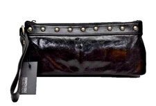 Kenneth Cole Reaction Tabloid Leather Wristlet Clutch Black New! NWT