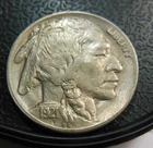 HIGH GRADE 1921 BUFFALO NICKEL, ONE SCRATCH ON OBVERSE.