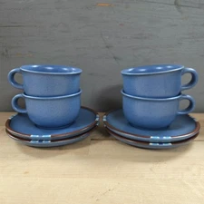Dansk International Designs LTD, Japan ~ MESA SKY BLUE Cups & Saucers ~ Set Of 4