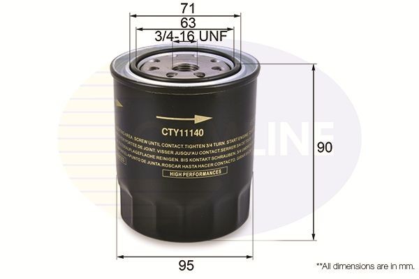 Oil Filter Fits Daihatsu Charmant Fiat 147 Elba Ford Toyota VW COMLINE CTY11140