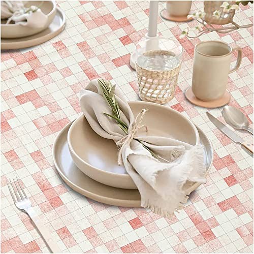 70X52 Inch Rectangle Tablecloth, Vinyl 70" x 52" (Rectangular) Plaid-2 - Picture 6 of 7