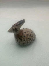 Tonala Mexican Pottery Folk Art Bird Figurine Hand Painted Vintage Crested 2.5”