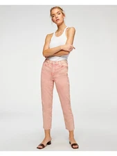 7 FOR ALL MANKIND Womens Pink Crop High-rise Denim Straight leg Jeans 31 Waist