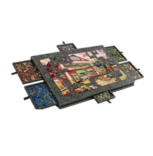 1000-Piece Puzzle Table, Foldable with 6 Drawers & Cover, Portable Jigsaw Storag