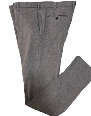 Germano Slim Fit Stretch Knit Dress Pants Men s 40x34 Taupe Jersey Italy Luxury
