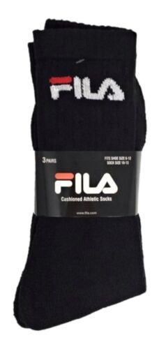 FILA gepolsterte sportliche Crew-Socken schwarz 3 Paar Schuh Herren Größe 6-12 Sockengröße 10-13 - Bild 4 von 4