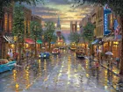 Bustling city street view oil painting Wall art Giclee Printed on canvas L2814