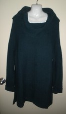 #1171 Sweater Pullover Dress Cowl Neck M Teal Blue Ann Taylor Stretch Wool Blend