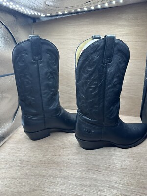 VINTAGE RUDEL Cowboy Boots Mens 9 EE Black Italian Black  display picture 1
