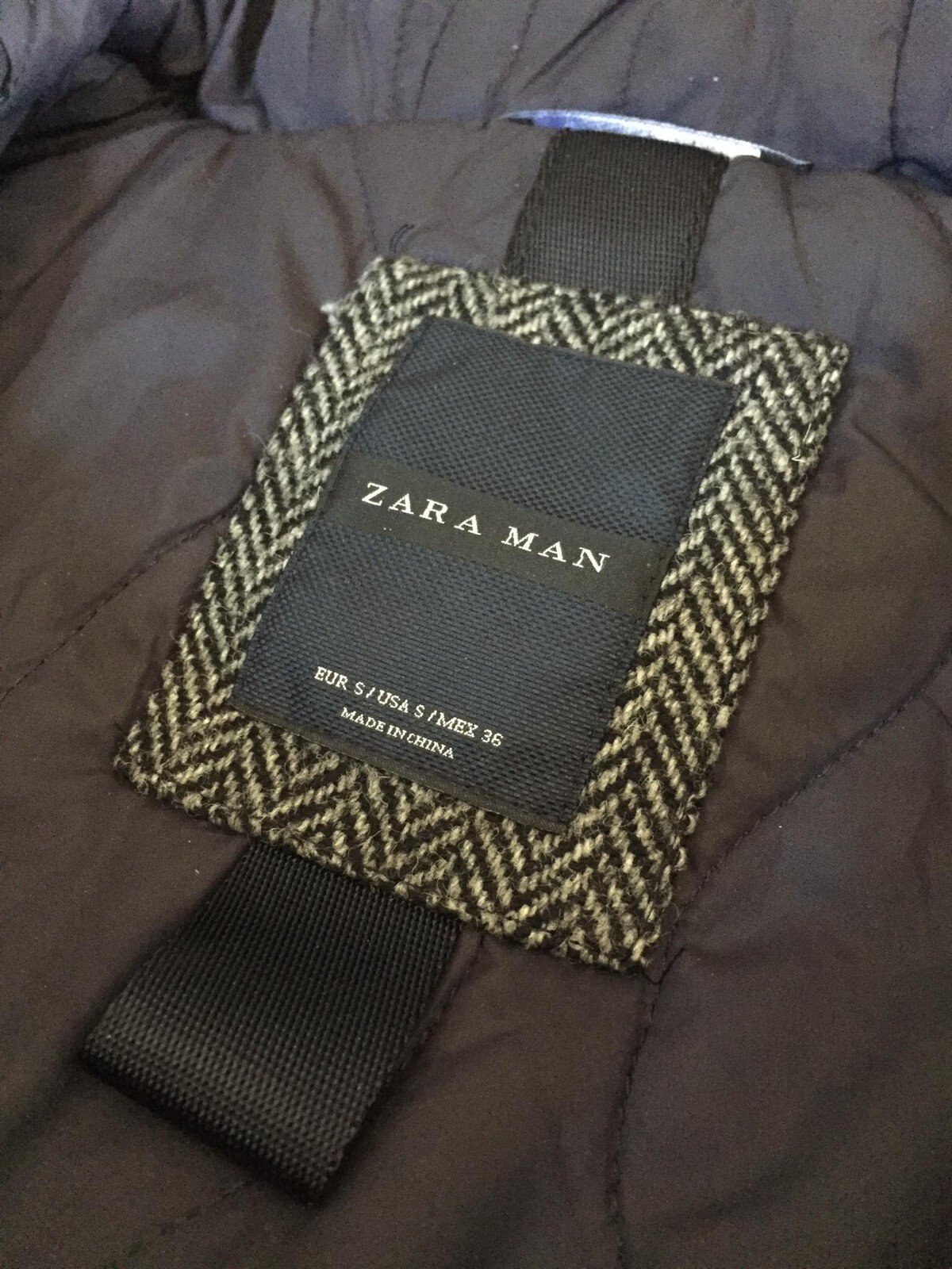 Zara man wool coat size S herringbone double breasted… Gem