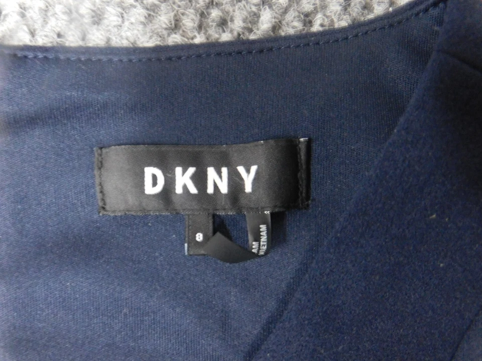 DKNY Mujer Vestido 8 Azul Línea A Cremallera Elástica Foto 4 de 4