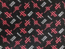 NBA HOUSTON ROCKETS COTTON FABRIC BLACK , 1/4 YARD, 45” Wide, (9”x45”)