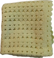 Handmade Crochet THROW Lap Afghan Wrap Blanket YELLOW 50" x 42"