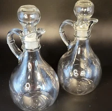 Anchor Hocking Clear Glass Oil  & Vinegar Cruets With Lids 6.75" - Holds 10 oz