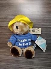 Paddington Bear Plush Eden Toys 1981 Tag Yellow Hat Stuffed Animal Vintage 9"