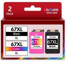 67XL Ink Cartridge Compatible for HP 67 Ink Cartridges Black/Color Combo Pack