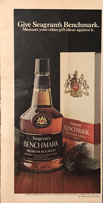 1974 Seagrams Benchmark Premium Bourbon PRINT AD Give Christmas Gift VTG 1970s