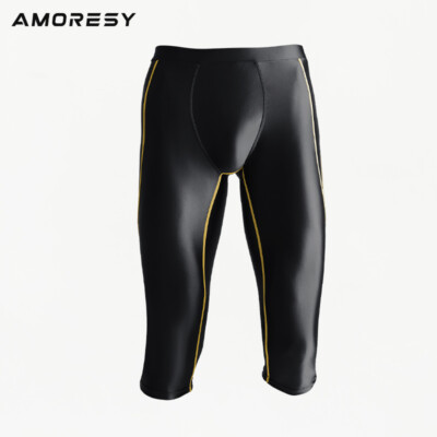 AMORESY Men's Shiny Gym Pants Stretch Glossy Sports Fitness Running Yoga Workout