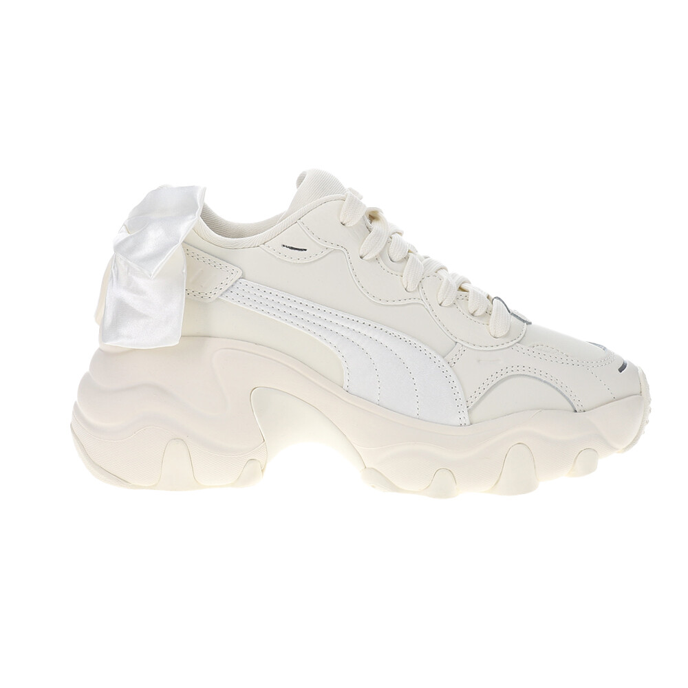 Женские белые кроссовки на танкетке Puma Pulsar на платформе со шнуровкой и бантом, повседневная обувь 4