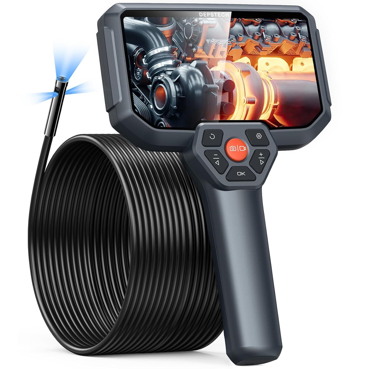 50FT Triple Lens Sewer Inspection Camera, DEPSTECH Upgraded 5'' IPS Grey