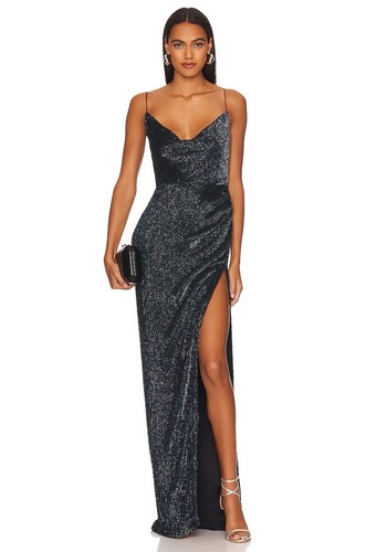 retrofete Katya Dress Oil Black Long Sequin Party Formal XXS NWT$795 - 第 1/4 張圖片