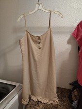 SHEIN VCAY Button Embellished Ruffle Hem Cami Dress