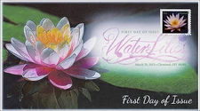 2015, Water Lilies, white, Pink, Cleveland OH, FDC, DCP, 15-044