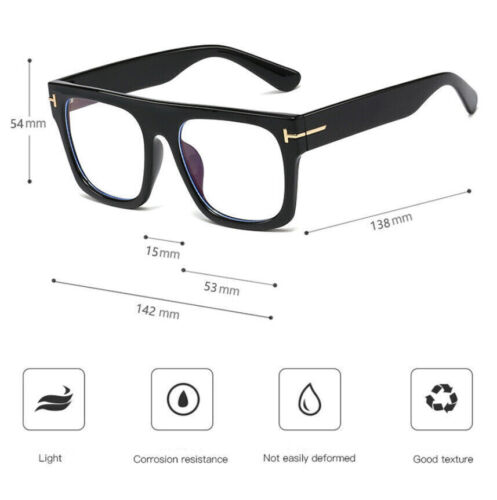 Oversize Eckig Anti Blaulicht Kurzsichtigkeit Brille Herren Damen Großes Gestell Brille - Bild 3 von 12